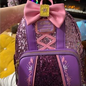 Loungefly Disney Princess Sequin Backpack Rapunzel Glow in the Dark